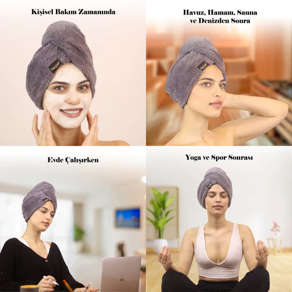 3'lü Paket Mikrofiber Saç Havlusu - Resim 5