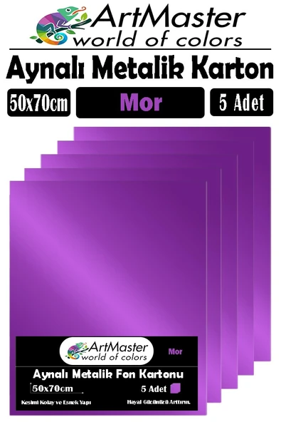 Mor Renkli 50x70 Metalik Aynalı Fon Kartonu 5 Adet 1 Paket ArtMaster Metalik Aynalı Fon Kartonu ürün görseli 1