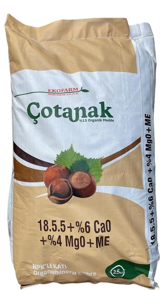 Çotanak 18-5-5+%6 Ca0+%4 Mg0+ME Organomineral Gübre 25kg ürün görseli 1