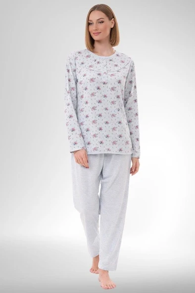 Mecit 6314 Mavi Kadın Büyük Beden Pijama Takımı ürün görseli 1