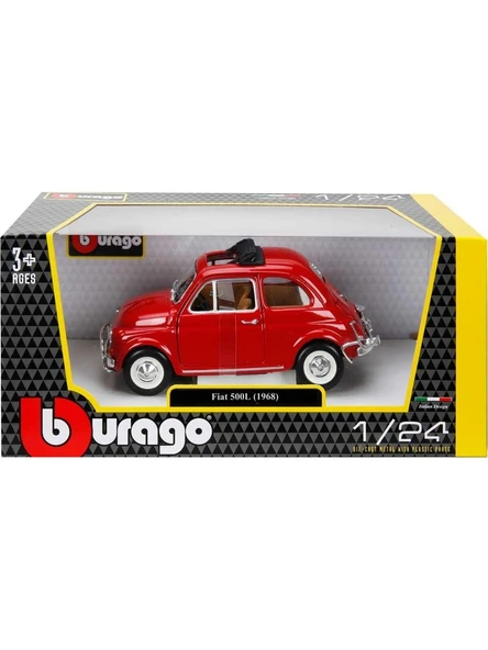 Burago Koleksiyon 1 / 24 Ölçek 1968 Fiat 500L Kırmızı Model Metal Araba ürün görseli 1