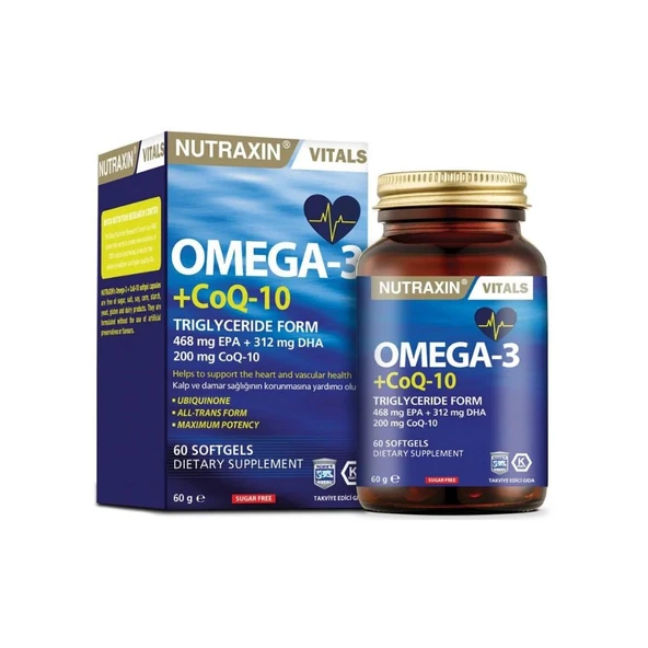 Nutraxin Vitals Omega-3 CoQ-10 60 Softgels ürün görseli 1