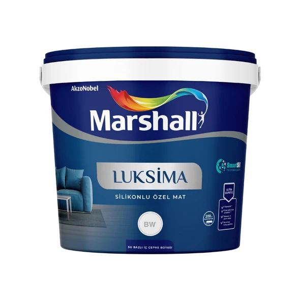 MARSHALL LUKSİMA YIKANABİLİR SİLİKONLU ÖZEL MAT İÇ CEPHE BOYASI 15 LT ürün görseli 1