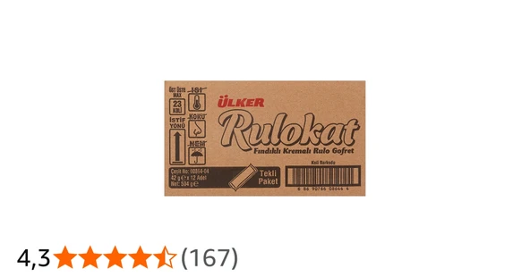 Ülker Rulokat Fındık Kremalı Gofret 42 g 12'li x 3 koli 36 Adet ürün görseli 1