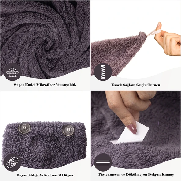 3'lü Paket Mikrofiber Saç Havlusu - Resim 2