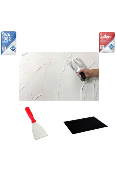 LİGROUND Topalakticaret 3 Kg Duvar Tamir Seti (2 KG SIVA ALÇI - 1 KG SATEN ALÇI - ZIMPARA - SPATULA) ürün görseli 1