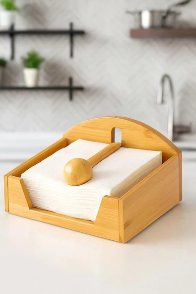 Bambu Kare Peçetelik Modern Tasarım ürün görseli 1