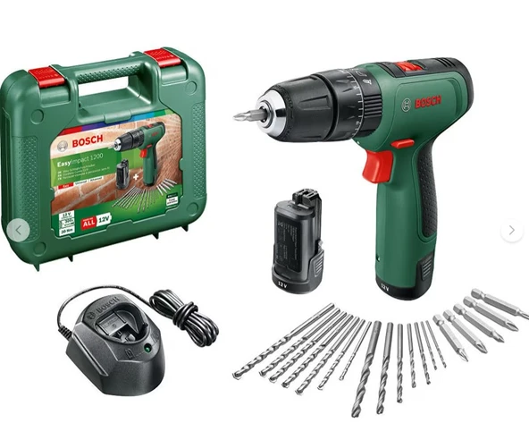 Bosch EasyImpact 1200 (1,5Ah , Çift Akü) + Aksesuar Seti ürün görseli 1