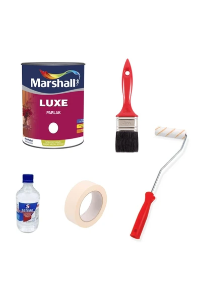 Marshall Luxe Parlak Sentetik Yağlı Boya Seti + Kağıt Bant + 10 Cm Rulo + Küçük Tiner + Fırça ürün görseli 1