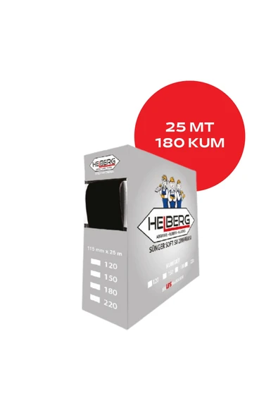 ULUSOY YAPI MARKET Helberg Yumuşak Dayanıklı Süngerli Kağıt Soft Su Zımpara 180 kum 115mm x 25 metre ürün görseli 1
