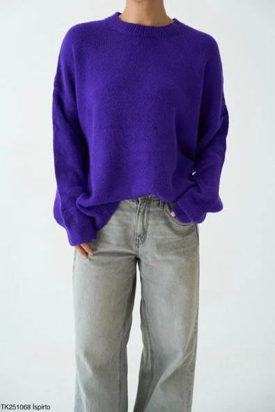 Bisiklet Yaka Oversize Triko Kazak - Resim 7