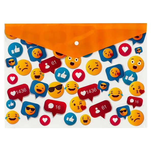 Bigpoint Çıtçıtlı Dosya A4 Emoji Desenli x 12 Adet ürün görseli 1