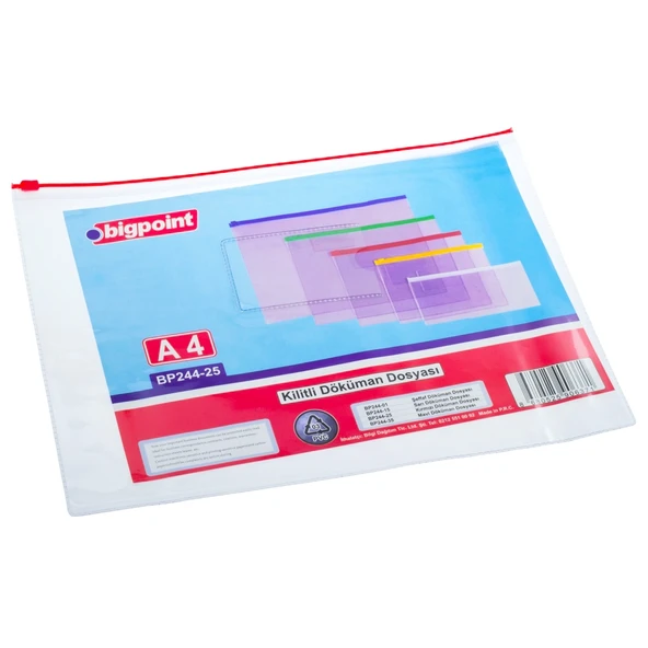 Bigpoint Kilitli Döküman Dosyası A4 PVC Kırmızı x 12 Adet ürün görseli 1
