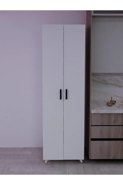 8 Raflı 2 Kapaklı 16R Mutfak Dolabı Banyo Dolabı Çok Amaçlı Dolap Beyaz ürün görseli 1