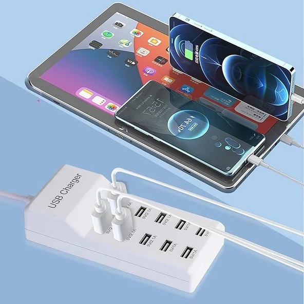 10 PORT ÇOKLU USB ŞARJ İSTASYONU 10 LU USB ŞARJ CİHAZI ürün görseli 1
