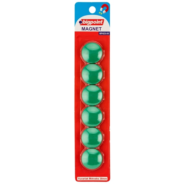 Bigpoint Magnet 30mm (Mıknatıs) Yeşil 6'lı Blister x 12 Blister ürün görseli 1
