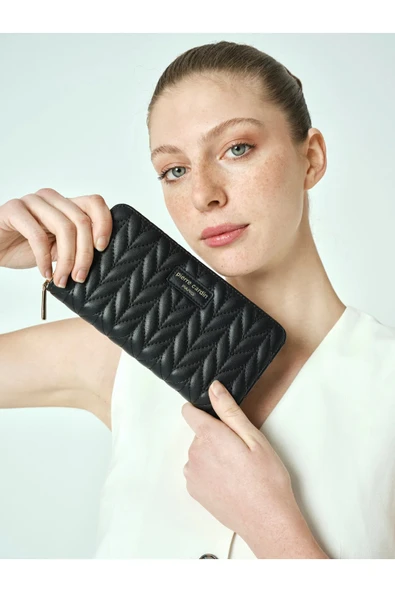 Pierre Cardin Kadın Cüzdan Siyah – Deri, Şık Tasarım, Geniş Kart Bölmeli, Fermuarlı 06PC24K3024 ürün görseli 1