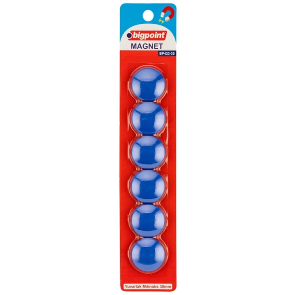 Bigpoint Magnet 30mm (Mıknatıs) Mavi 6'lı Blister x 12 Blister ürün görseli 1