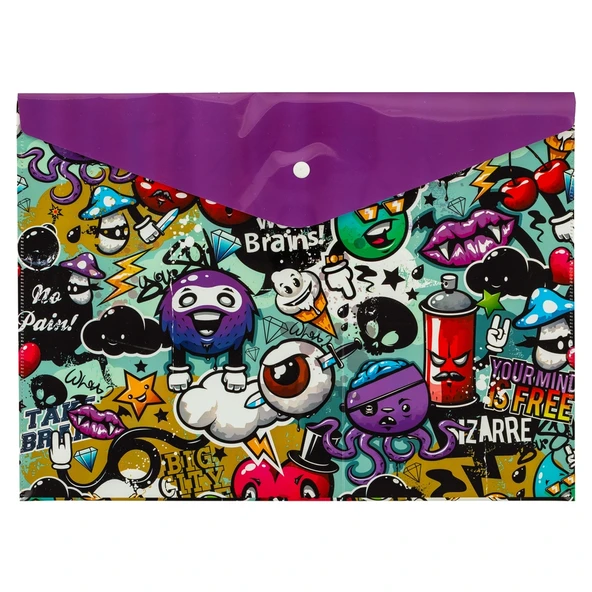 Bigpoint Çıtçıtlı Dosya A4 Grafiti Desenli x 12 Adet ürün görseli 1