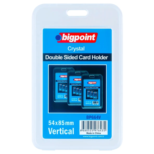 Bigpoint Çift Taraflı Kart Kabı Kristal Dikey Şeffaf 54x85mm x 10 Adet ürün görseli 1