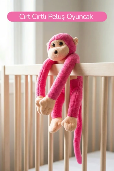 Elleri Yapışan Oyun Ve Uyku Arkadaşı Peluş Maymun Fuşya ürün görseli 1