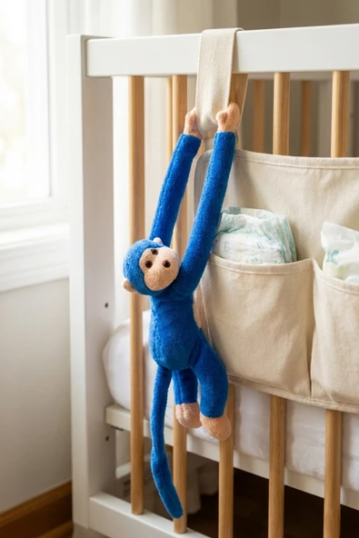 Elleri Yapışan Oyun Ve Uyku Arkadaşı Peluş Maymun Lacivert ürün görseli 1