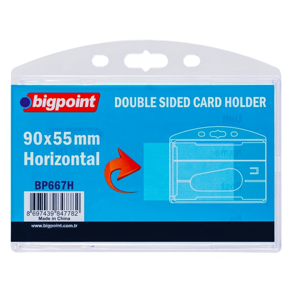 Bigpoint Çift Taraflı Kart Kabı Yatay Şeffaf 90x55mm x 10 Adet ürün görseli 1