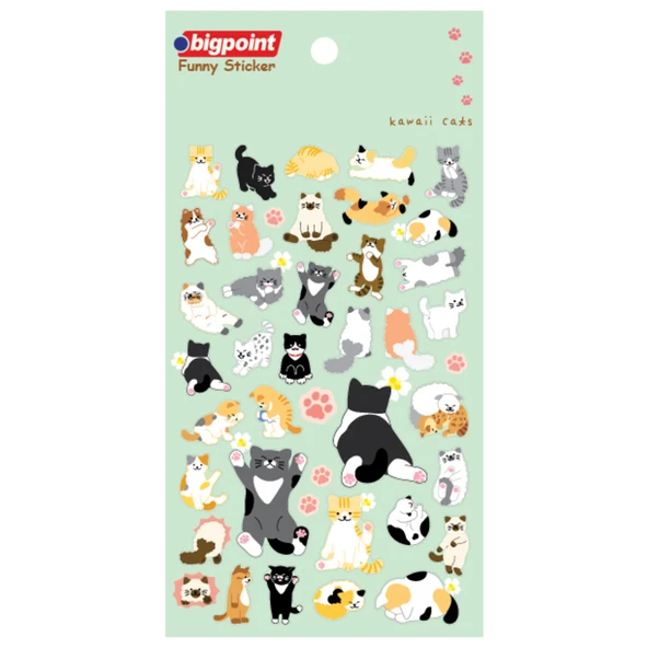 Bigpoint Sticker Kawaii Kedileri x 15 Adet ürün görseli 1