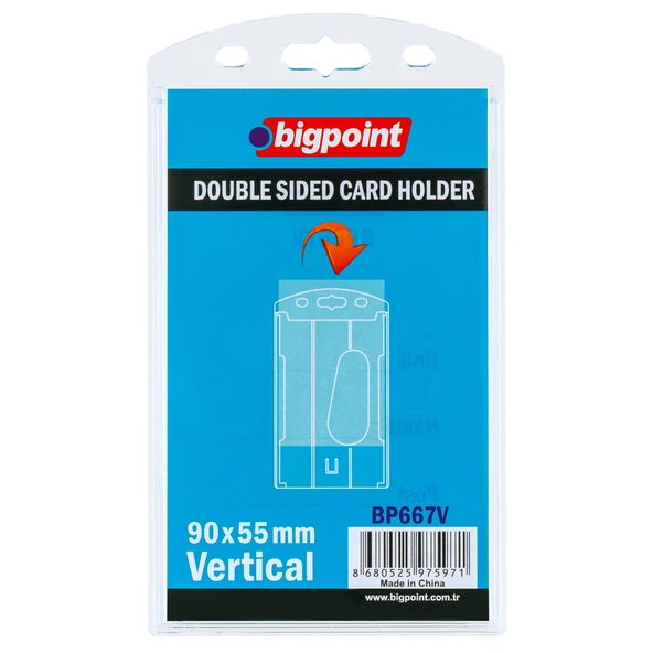 Bigpoint Çift Taraflı Kart Kabı Dikey Şeffaf 55x90mm x 10 Adet ürün görseli 1