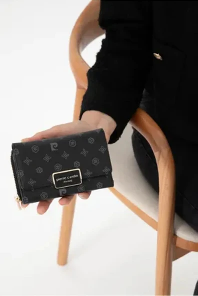Pierre Cardin Kadın Cüzdan Siyah – Deri, Şık Tasarım, Geniş Kart Bölmeli, Fermuarlı 06PC24K7022 ürün görseli 1