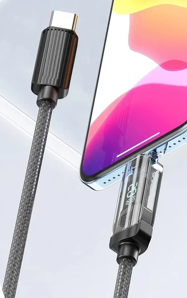 Zipax Galaxy M22 M30 M30s M31 M31s M51 M52 100W Dijital Type-C Şarj Data Kablosu Ear-Ec189-CC ürün görseli 1