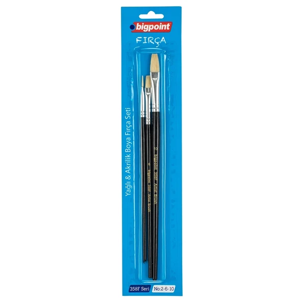 Bigpoint 358F Serisi Düz Kesik Fırça Seti 2-6-10 3'lü Blister x 6 Blister ürün görseli 1