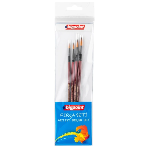 Bigpoint 123 Serisi Sentetik Kıl Yuvarlak Fırça Seti 4'lü Blister x 6 Blister ürün görseli 1