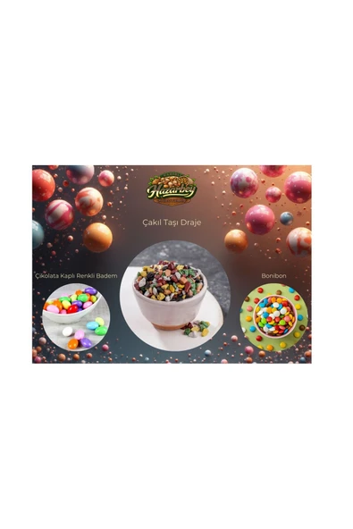 Renkli Draje Paketi (Bonibon,Çakıltaş,Çikolatalı Leblebi) Karışık 150 GR ürün görseli 1