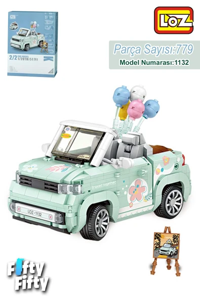 LOZ Car Model Serisi Turkuaz Cabrio Araba 779 Parça Oyuncak Yapım Seti FFLZ-1132 ürün görseli 1