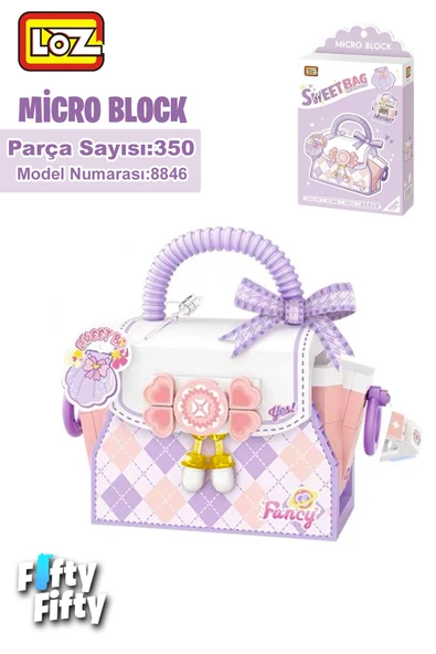 Loz Micro Block Sweet Bag Serisi  Mor Çanta 350 Parça Oyuncak Yapım Seti FFLZ-8846 ürün görseli 1