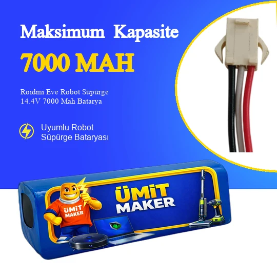 Roidmi Eve Robot Süpürge 14.4V 7000 Mah Batarya – Orjinal Uyumlu Uzun Ömürlü, Yüksek Performans Pil ürün görseli 1