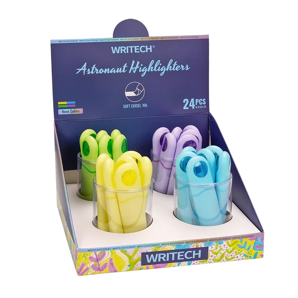 WRITECH W-8154 ASTRONOT FOSFORLU KALEM NEON+PASTEL 8 RENK - 24'LÜ SET ürün görseli 1