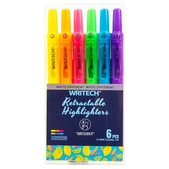 WRITECH W-805S BASMALI FOSFORLU KALEM NEON 6 RENK - 6'LI ürün görseli 1