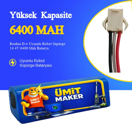 Roidmi Eve Uyumlu Robot Süpürge 14.4V 6400 Mah Batarya – Orjinal Uyumlu Uzun Ömürlü, Yüksek Performans Pil ürün görseli 1