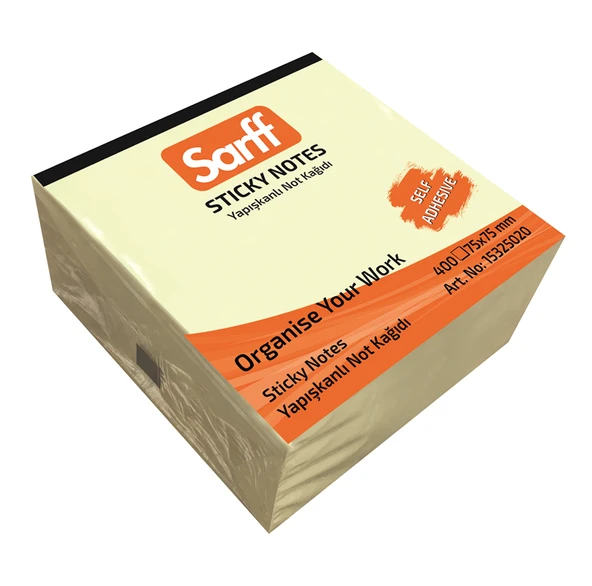 SARFF 75X75MM SARI KÜP YAPIŞKANLI NOT KAĞIDI - 400YP ürün görseli 1