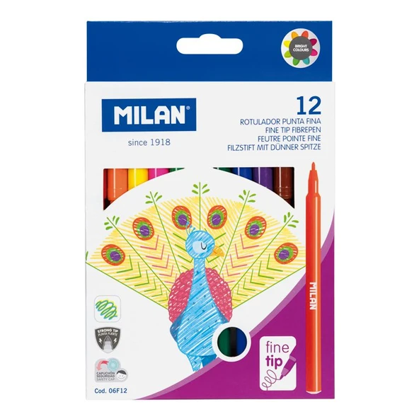 MILAN 06F12 FINE KEÇELİ KALEM (2MM UÇ) - 12'Lİ ürün görseli 1