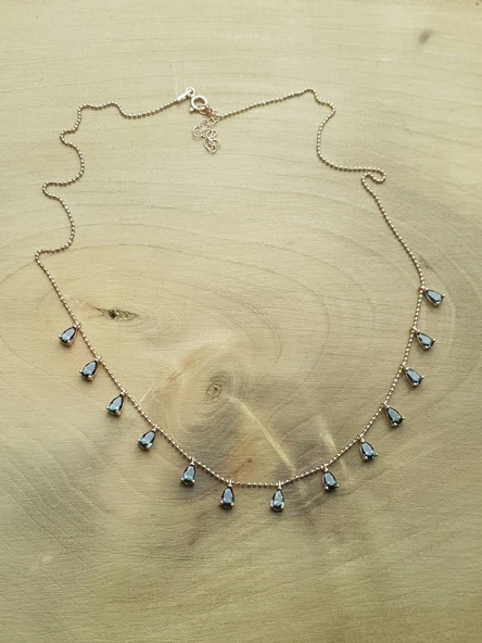 Mistik Topaz Taşlı Sallantılı Gümüş Kolye ürün görseli 1