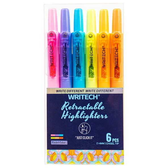 WRITECH W-805S BASMALI FOSFORLU KALEM PASTEL 6 RENK - 6'LI ürün görseli 1