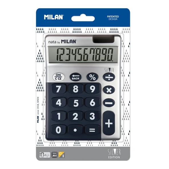 MILAN 159906SLBBL SILVER 10 HANE MAVİ HESAP MAKİNESİ BLISTER ürün görseli 1