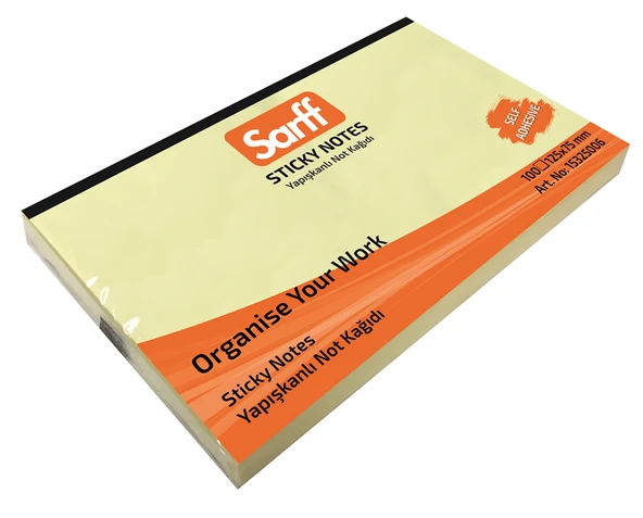 SARFF 125X75MM SARI YAPIŞKANLI NOT KAĞIDI - 100YP ürün görseli 1