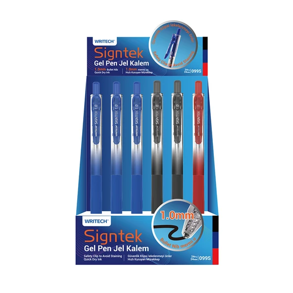 WRITECH W-099S SIGNTEK İMZA KALEMİ 1,0MM JEL KALEMİ - 24'LÜ STAND ürün görseli 1