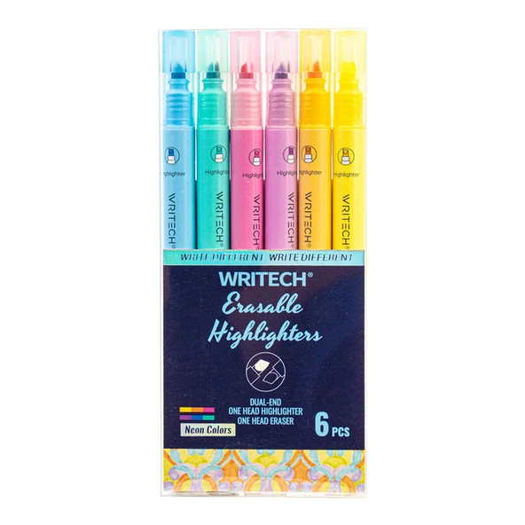 WRITECH W-822 SİLİNEBİLİR FOSFORLU KALEM NEON - 6'LI SET ürün görseli 1
