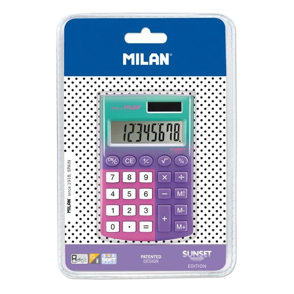 MILAN 151008SNPRBL SUNSET HESAP MAKİNESİ 8 HANE LİLA PEMBE ürün görseli 1