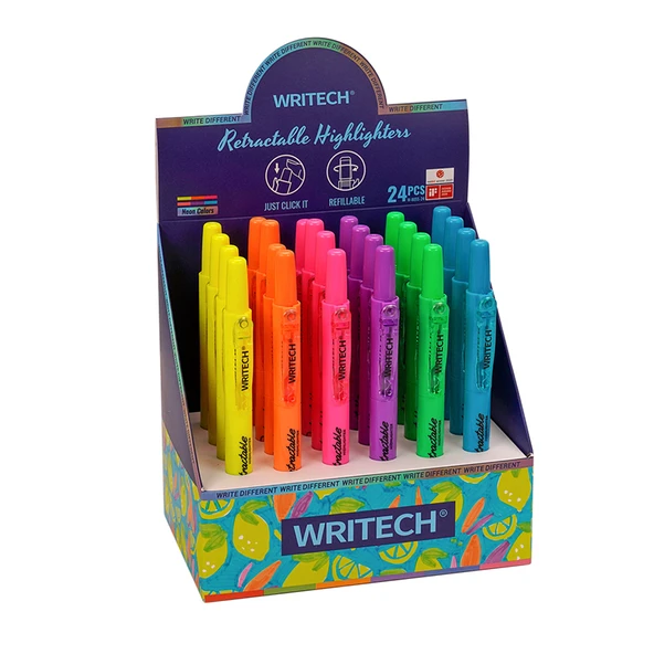 WRITECH W-805S BASMALI FOSFORLU KALEM NEON 6 RENK - 24'LÜ SET ürün görseli 1